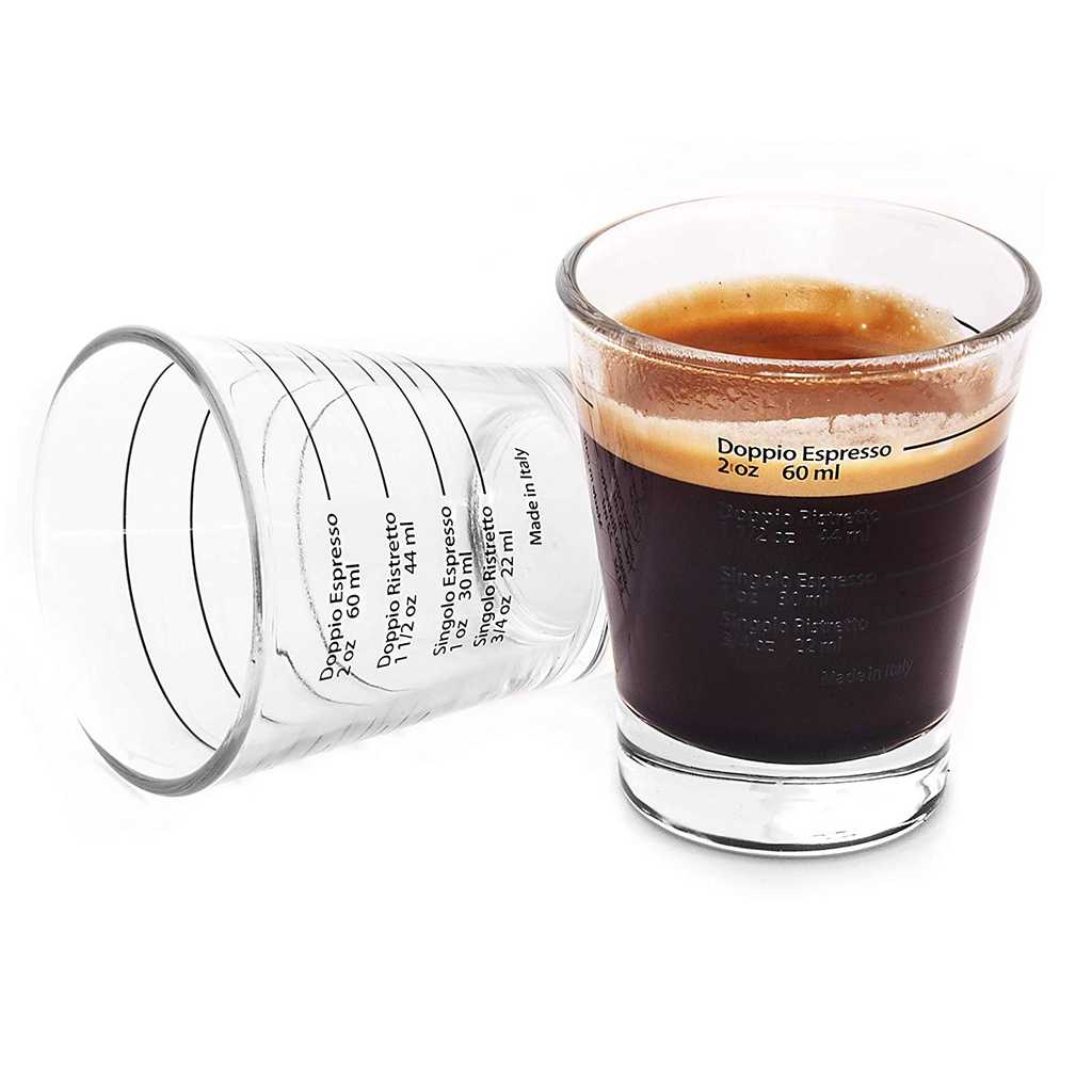 White Lined Espresso Shot Glass Measure For Coffee Espresso Machines - 85ml